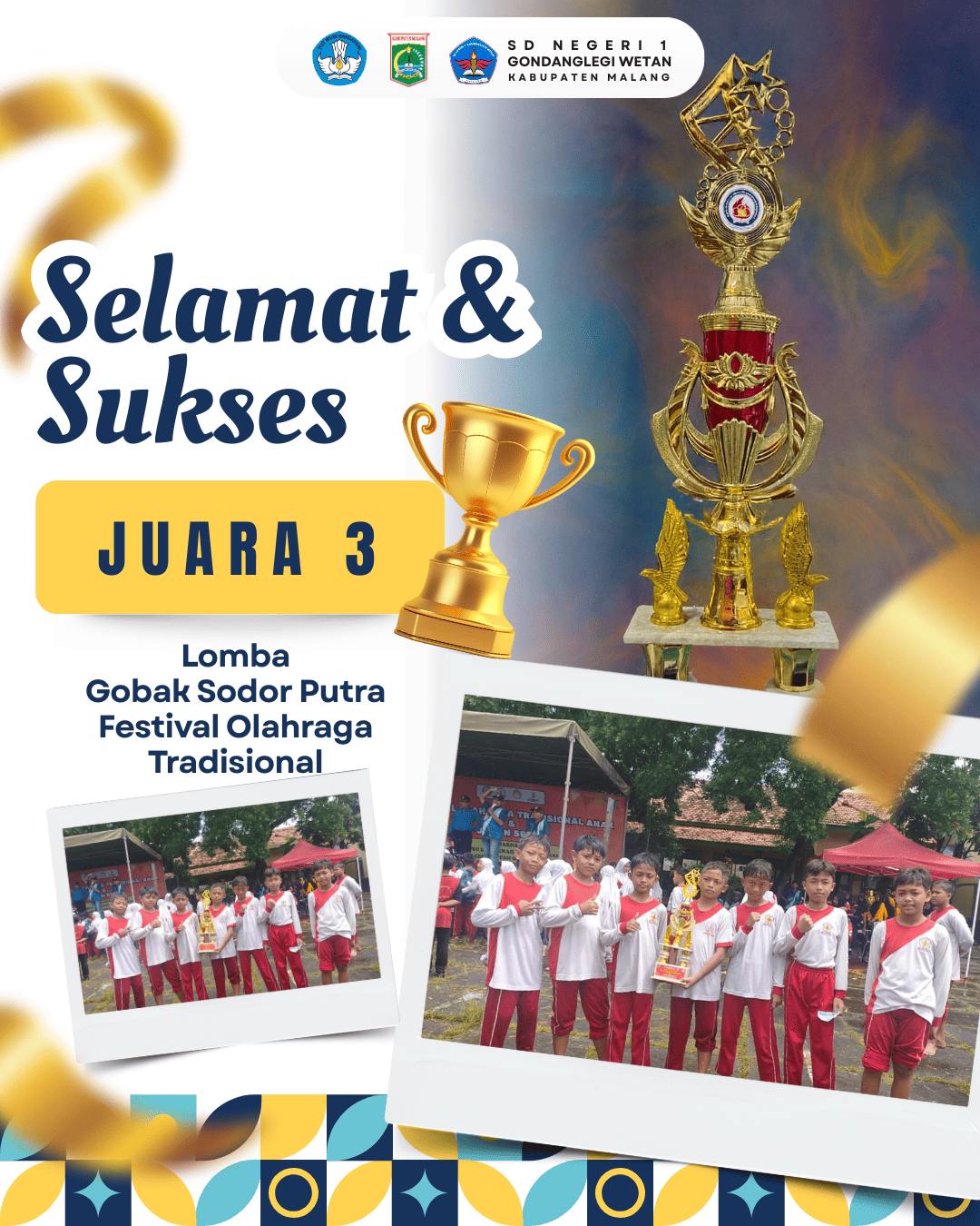 Tim Gobak Sodor Putra SD Negeri 1 Gondanglegi Wetan Berhasil Raih Juara 3