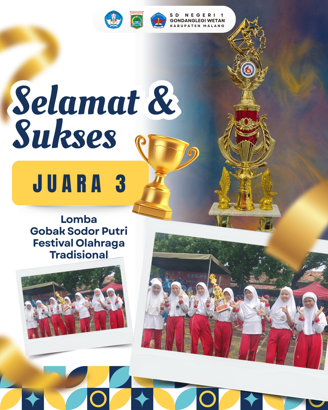 Tim Gobak Sodor Putri SD Negeri 1 Gondanglegi Wetan Berhasil Raih Juara 3