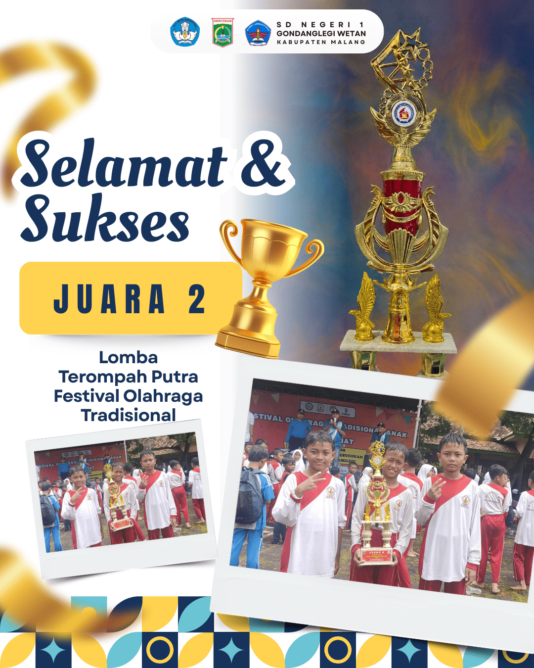 Tim Terompah Putra SD Negeri 1 Gondanglegi Wetan Berhasil Raih Juara 2