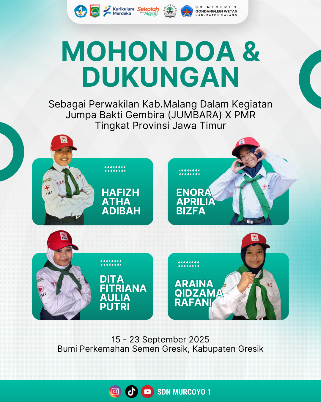 SD Negeri 1 Gondanglegi Wetan Wakili Kabupaten Malang di JUMBARA X PMR Tingkat Provinsi Jawa Timur