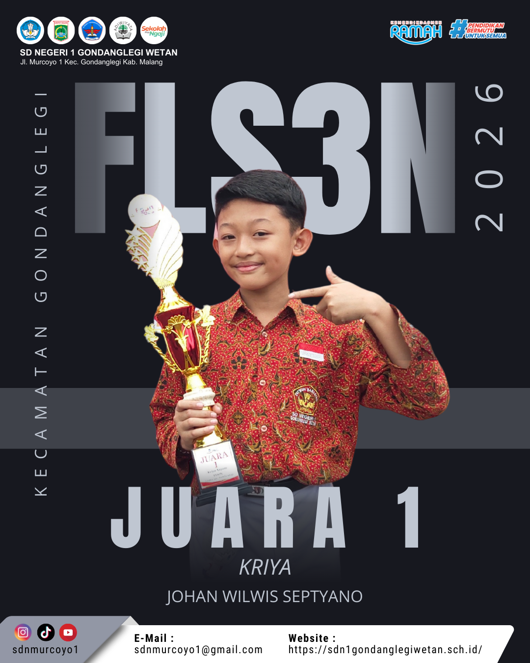 SD Negeri 1 Gondanglegi Wetan Raih Juara 1 Kriya 