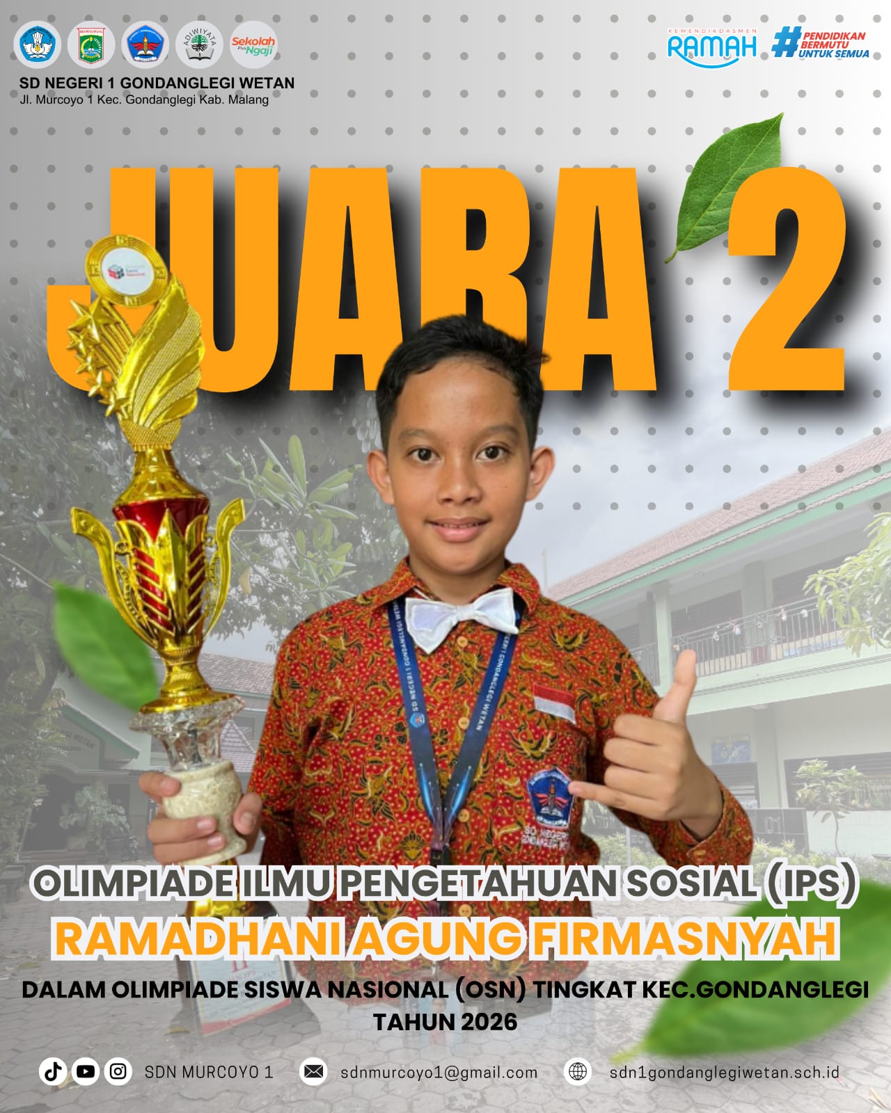 Ramadhani Agung Raih Juara 2 Olimpiade IPS
