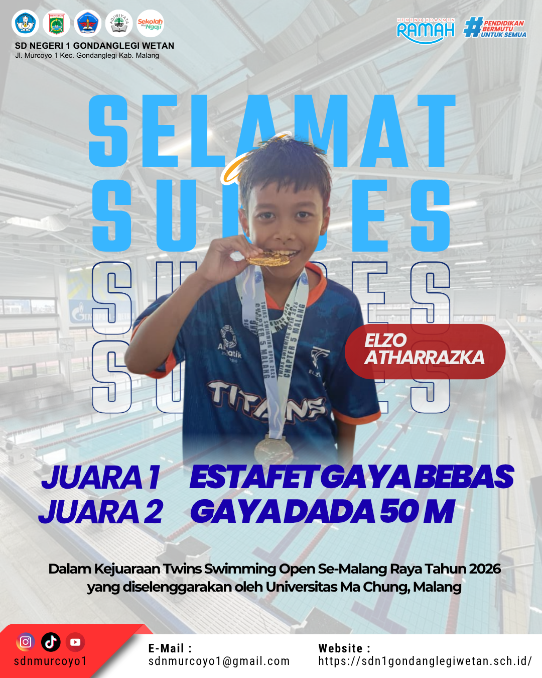 Elzo Atharrazka Borong 2 Medali di Kejuaraan Renang