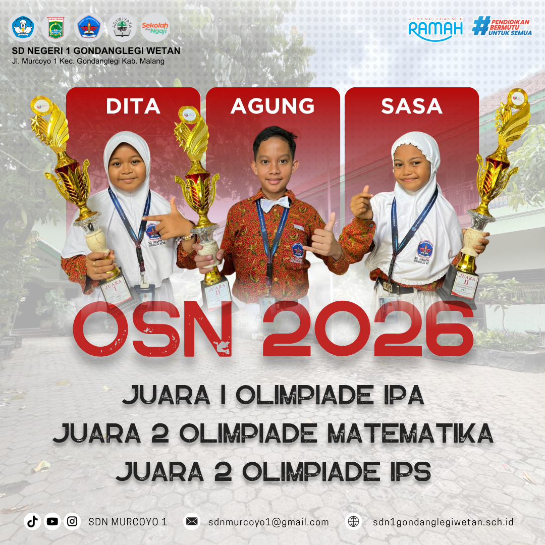 Siswa SD Negeri 1 Gondanglegi Wetan Raih Prestasi Gemilang pada OSN Tingkat Kecamatan Tahun 2026